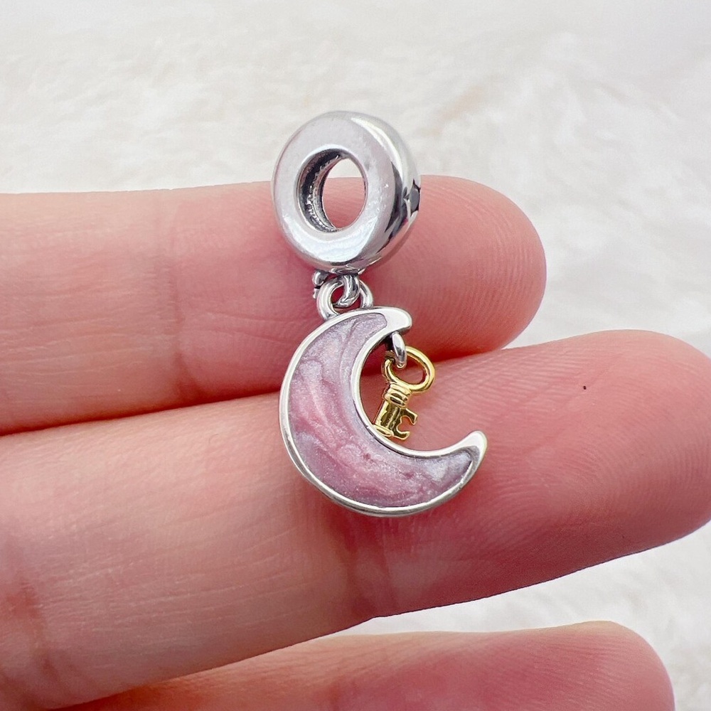PANDORA Silver and Pink Moon Charm